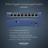 Switch LAN NETGEAR GS108GE Switch di rete a 8 porte (splitter LAN switch Gigabit plug-and-play, distributore LAN, hub Ethernet, alloggiamento in metallo senza ventola, garanzia a vita ProSAFE) - EDV-Guru (Guru e.U.)