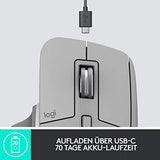 Bezdrátová myš Logitech MX Master 3, Bluetooth a 2,4 GHz připojení přes USB přijímač, senzor 4000 DPI, ultrarychlé rolování, pro všechny povrchy, 7 tlačítek, PC/Mac/iPadOS - světle šedá - EDV-Guru (Guru e.U.)