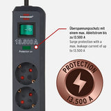 Brennenstuhl Eco-Line, presa multipla a 6 vie con protezione da sovratensione (presa multipla con interruttore e cavo da 5 m) antracite - EDV-Guru (Guru e.U.)