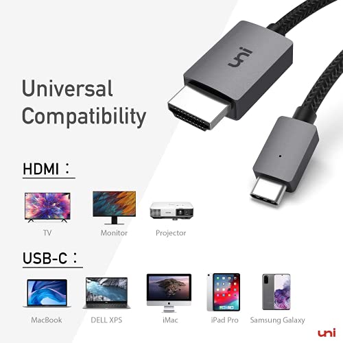 Cavo uni da USB C a HDMI 4K [intrecciato, lega di alluminio] Cavo da USB tipo C a HDMI (compatibile con Thunderbolt 3) compatibile con iPad Pro/Air, MacBook, Galaxy, Huawei P40 ecc. - 1,8 m - EDV-Guru (Guru e.U.)
