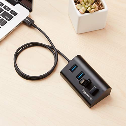 Amazon Basics – USB hub, USB 3.1 Type A, 4pin hub, hliník, černý – EDV-Guru (Guru e.U.)