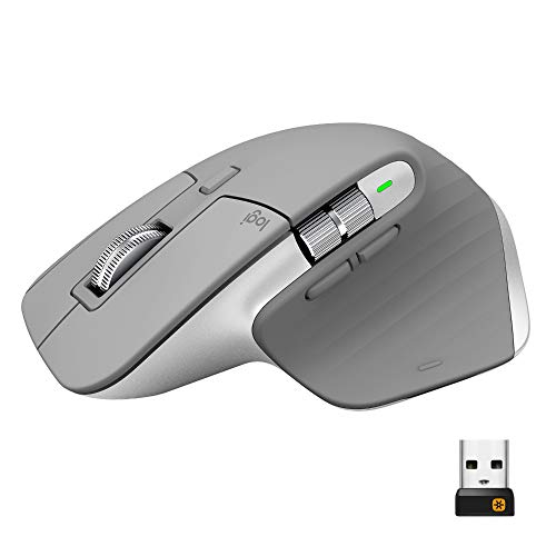 Bezdrátová myš Logitech MX Master 3, Bluetooth a 2,4 GHz připojení přes USB přijímač, senzor 4000 DPI, ultrarychlé rolování, pro všechny povrchy, 7 tlačítek, PC/Mac/iPadOS - světle šedá - EDV-Guru (Guru e.U.)