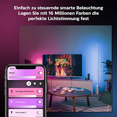 Philips Hue White & Col. Amb. Lampada da terra LED Signe, dimmerabile, 16 milioni di colori, controllabile tramite app, compatibile con Amazon Alexa (Echo, Echo Dot) - EDV-Guru (Guru e.U.)