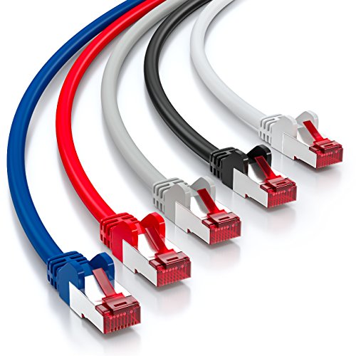 deleyCON 5x 2m Cavo Patch CAT6 S/FTP PIMF Schermatura CAT-6 RJ45 Cavo di Rete Cavo Ethernet LAN DSL Switch Router Modem Access Point Pannelli Patch - Multicolore - EDV-Guru (Guru e.U.)