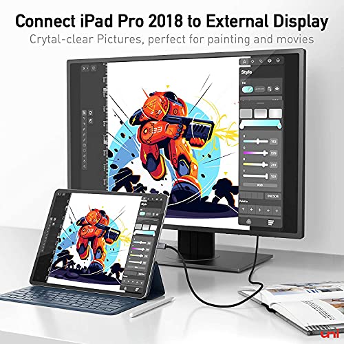 Cavo uni da USB C a HDMI 4K [intrecciato, lega di alluminio] Cavo da USB tipo C a HDMI (compatibile con Thunderbolt 3) compatibile con iPad Pro/Air, MacBook, Galaxy, Huawei P40 ecc. - 1,8 m - EDV-Guru (Guru e.U.)