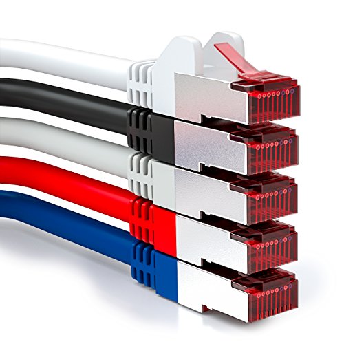 deleyCON 5x 2m Cavo Patch CAT6 S/FTP PIMF Schermatura CAT-6 RJ45 Cavo di Rete Cavo Ethernet LAN DSL Switch Router Modem Access Point Pannelli Patch - Multicolore - EDV-Guru (Guru e.U.)