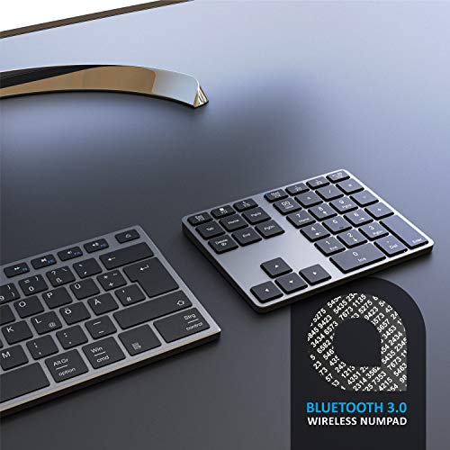 CSL - Bluetooth Numpad - Bezdrátová číselná klávesnice s multifunkčními klávesami - Hliníková klávesnice - 35 kláves - Bluetooth 3.0 - Bezdrátové - kompatibilní s Apple PC Notebook Tablet Laptop - Windows Android iOS - EDV-Guru (Guru e.U.)