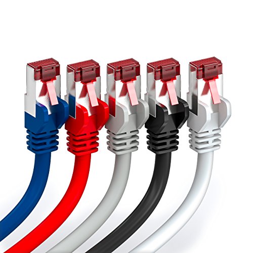 deleyCON 5x 2m Cavo Patch CAT6 S/FTP PIMF Schermatura CAT-6 RJ45 Cavo di Rete Cavo Ethernet LAN DSL Switch Router Modem Access Point Pannelli Patch - Multicolore - EDV-Guru (Guru e.U.)