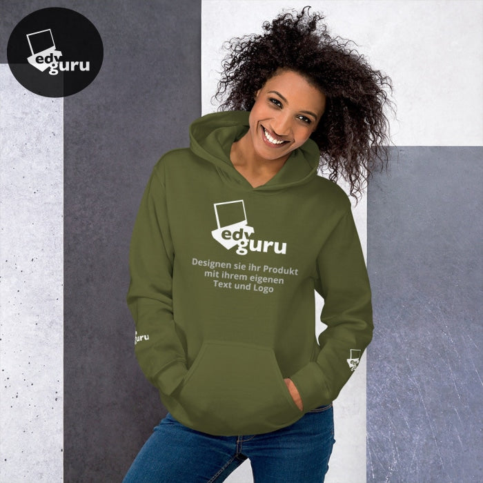 Felpa con cappuccio unisex verde militare / S